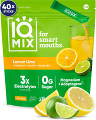 IQMIX hydration electrolyte powder Lemon Lime packet for quick hydration and sharper focus.