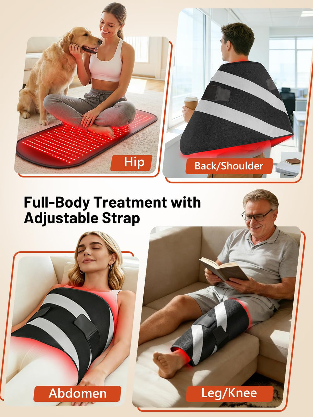 IRELEX red light therapy mat uses 850nm and 660nm LEDs for deep and surface benefits.