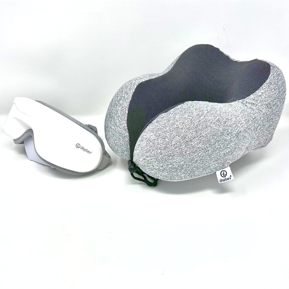 iReliev Eye Massager with Bluetooth music for a relaxing eye therapy session.