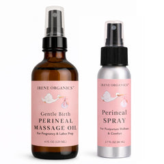 Irene Organics perineal oil bottle for pregnancy comfort
