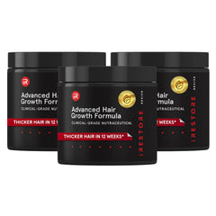iRestore advanced hair growth supplement pack with three bottles for hair vitality