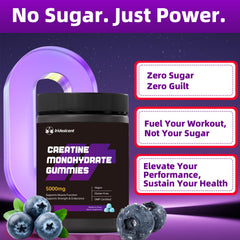 Iridesicent Creatine Monohydrate Gummies serving with a scoop suggests easy dosing.