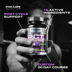 Iron Labs Nutrition PCT Xtreme label details highlight key ingredients.