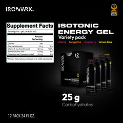 IRONWRX isotonic gels cherry pack delivers electrolyte-rich energy for longer workouts.