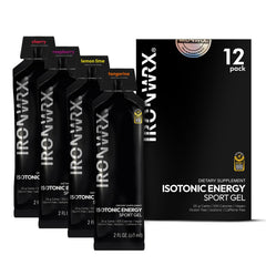 IRONWRX isotonic gels raspberry pack boosts steady energy during runs and rides.