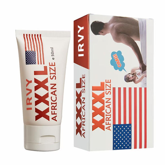 Irvy XXXL gel bottle viewed at an angle, ready for daily use.