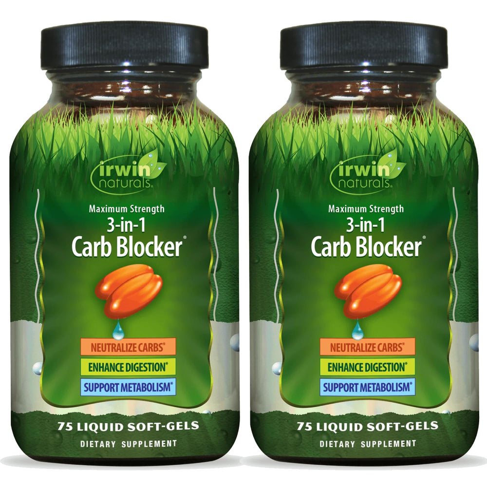 Irwin Naturals carb blocker bottle front view highlights natural carb management.