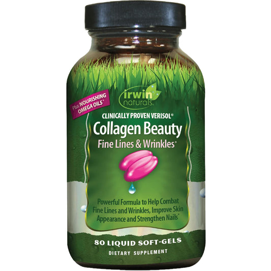 Irwin Naturals Collagen Beauty bottle front showing clear branding for skin support