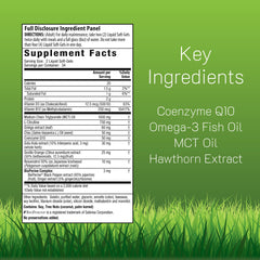 Irwin Naturals CoQ10-RED soft-gels close-up showing easy-to-swallow format