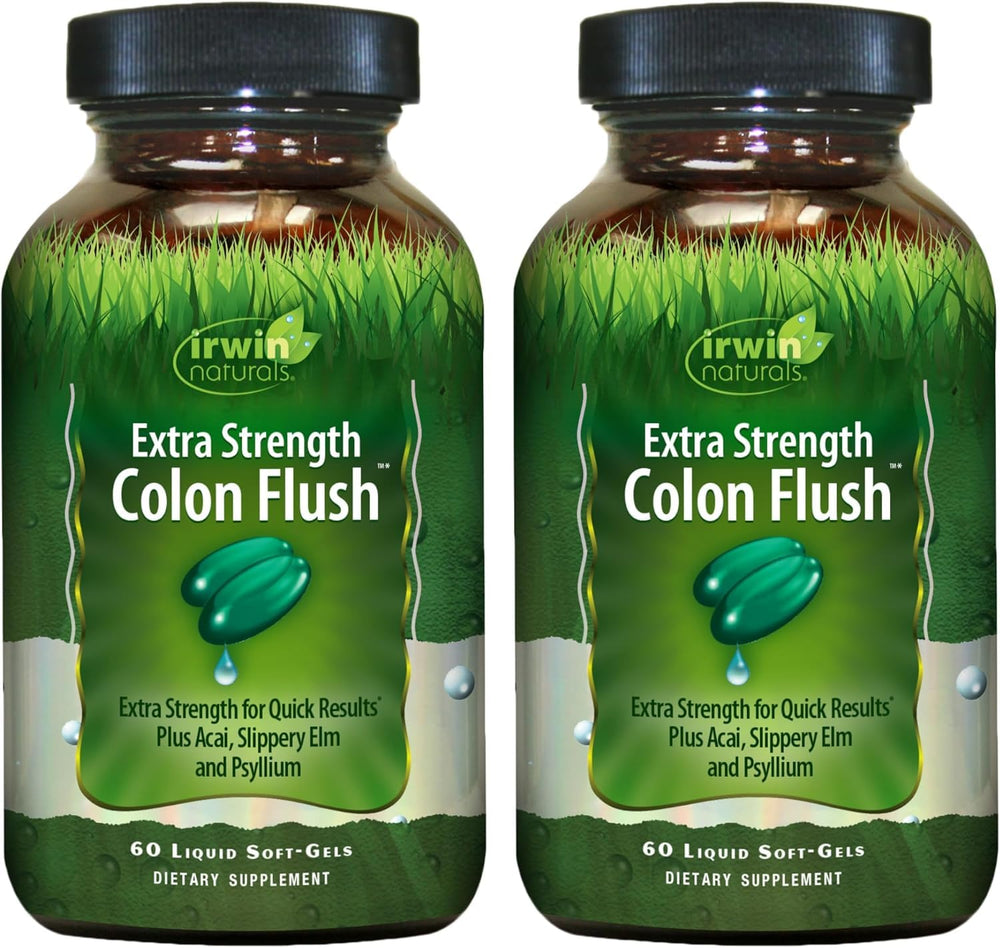 Irwin Naturals Extra Strength Colon Flush bottle and label for gentle daily digestive support.