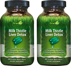 Irwin Naturals Milk Thistle Liver Detox bottle front with liver-supporting ingredients