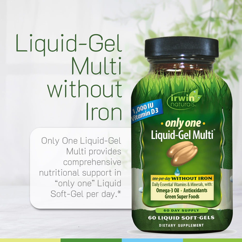 Irwin Naturals Only One daily-dose cap shot emphasizes simple routine.