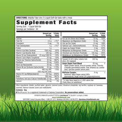 Irwin Naturals soft-gels close-up highlighting iron and omega-3 for daily support