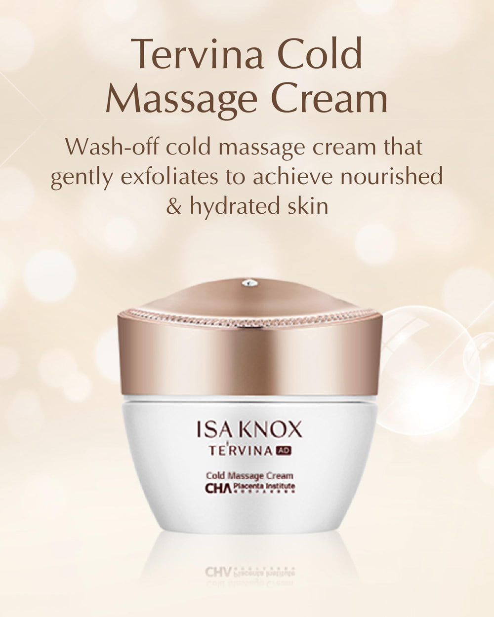 ISA KNOX Tervina Cold Massage Cream spread on skin highlights even application.
