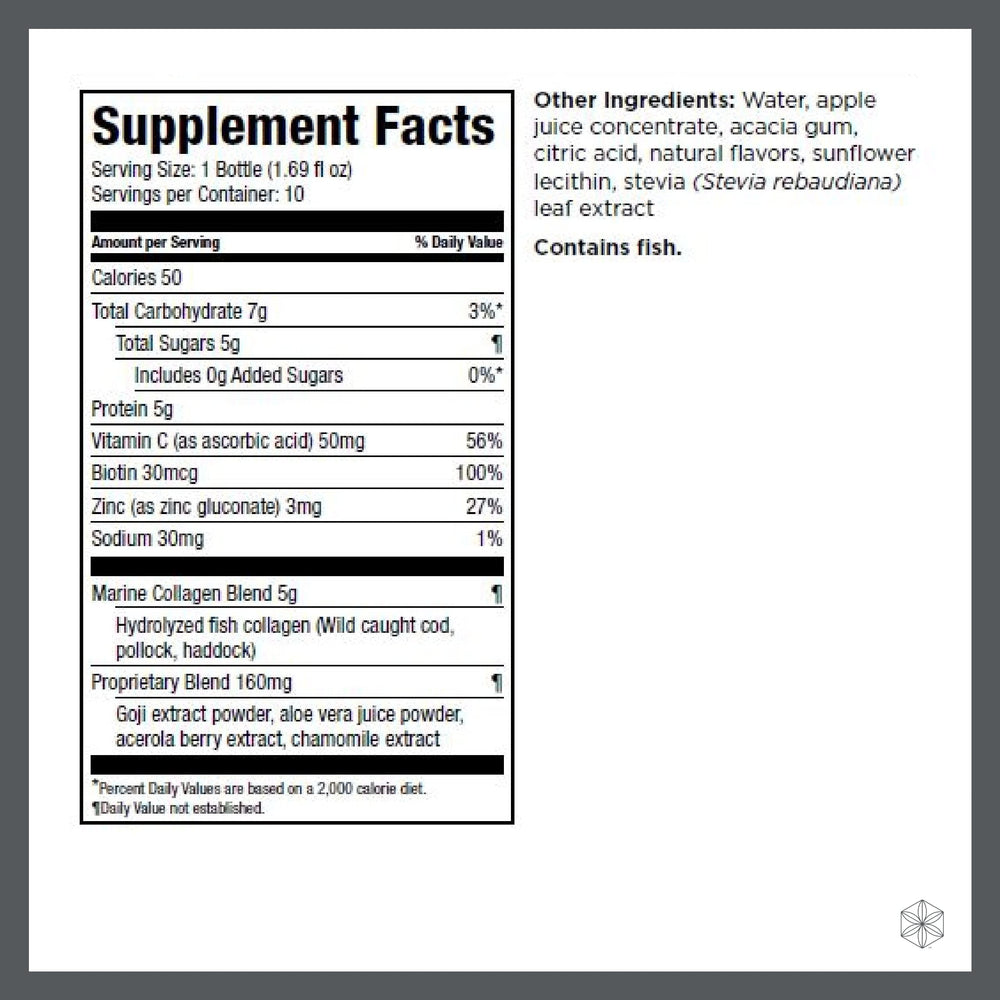 Isagenix Collagen Elixir bottle side view highlighting convenient 50 mL container.