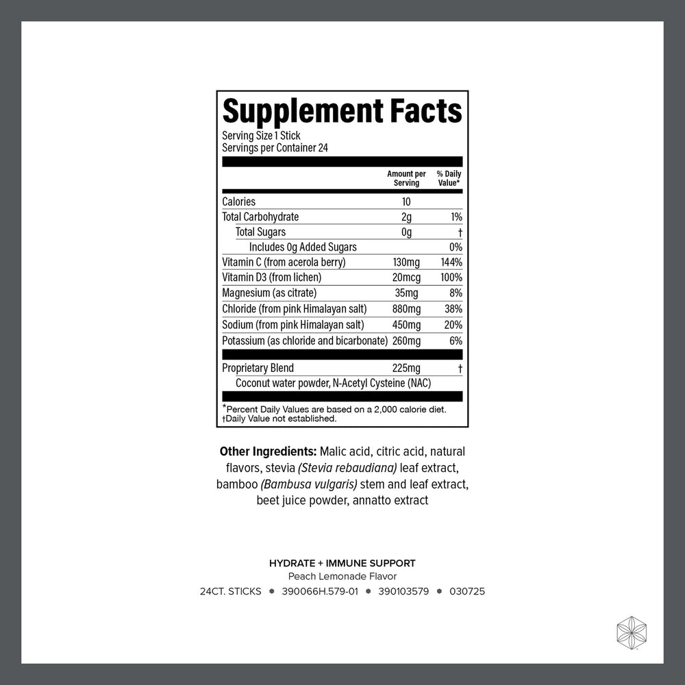 Isagenix Hydrate Immune Powder Dissolve enables quick electrolyte replenishment on the go.