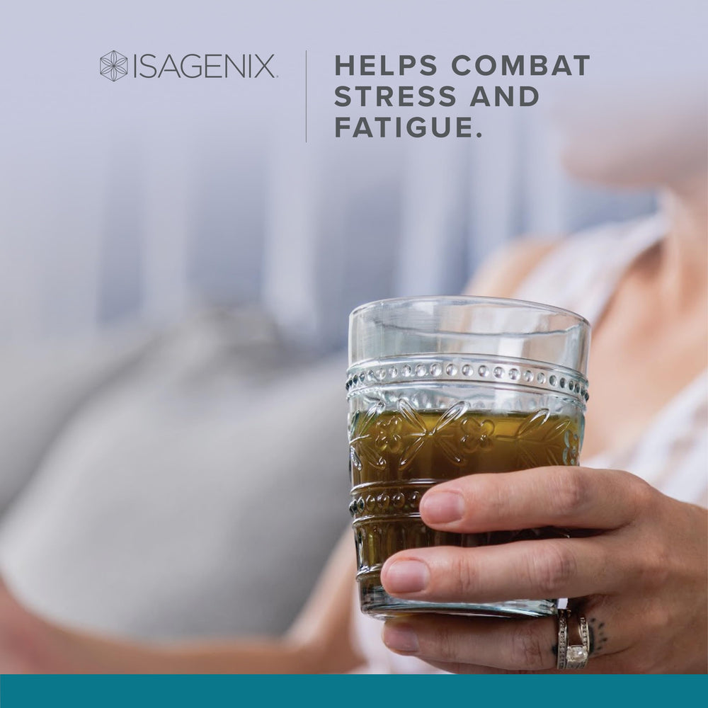 Isagenix Ionix Supreme bottle on counter ready to blend