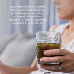 Isagenix Ionix Supreme label closeup highlighting vitamins and adaptogens