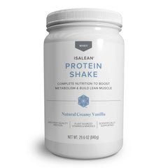 Isagenix IsaLean Protein Shake creamy-vanilla shows a convenient meal replacement for balanced meals