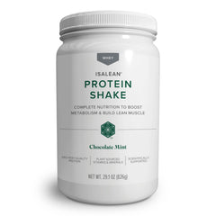 Isagenix IsaLean Shake bottle in chocolate mint flavor supporting lean muscle