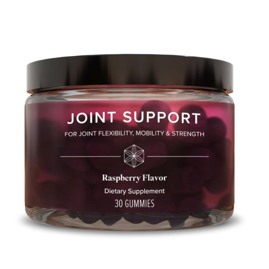 Isagenix Joint Support gummies raspberry bottle showing daily mobility support