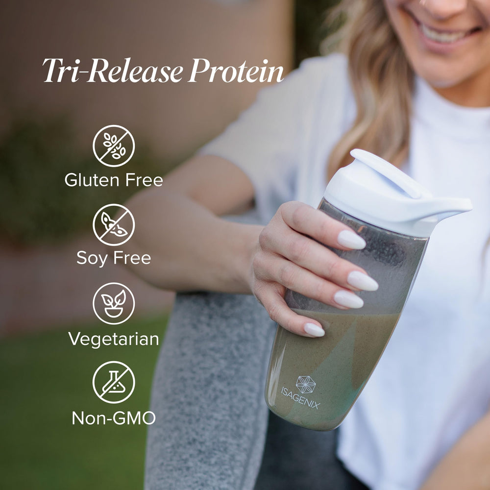Isagenix nutrition facts panel shows non-GMO and gluten-free attributes