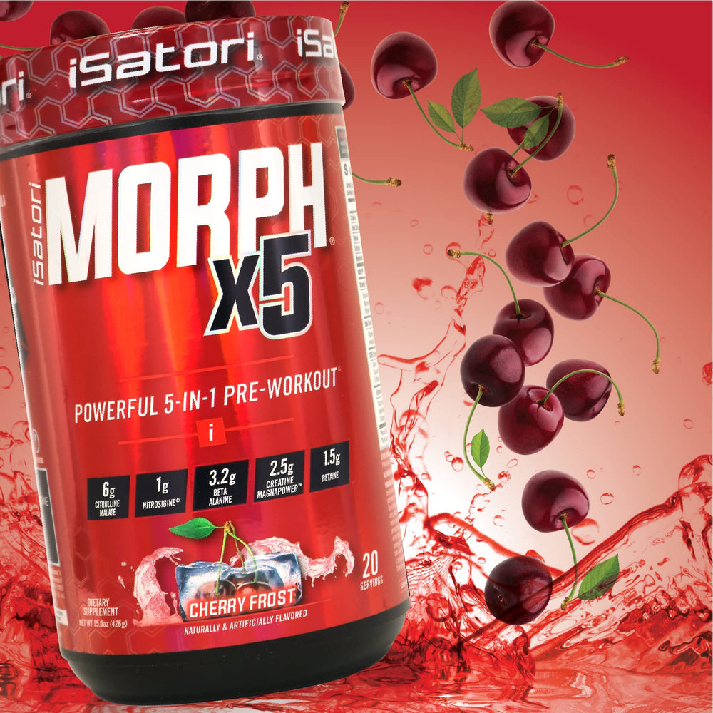 iSatori Morph X5 Cherry Frost ingredient list highlighting Citrulline Malate and Magnapower