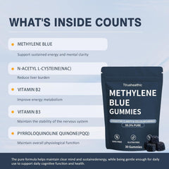 iscentan Truehealthic Methylene Blue Gummies bottle pour showing daily use.