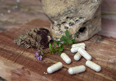 ISHA Ashwagandha capsules close-up showing vegan capsules for natural vitality.