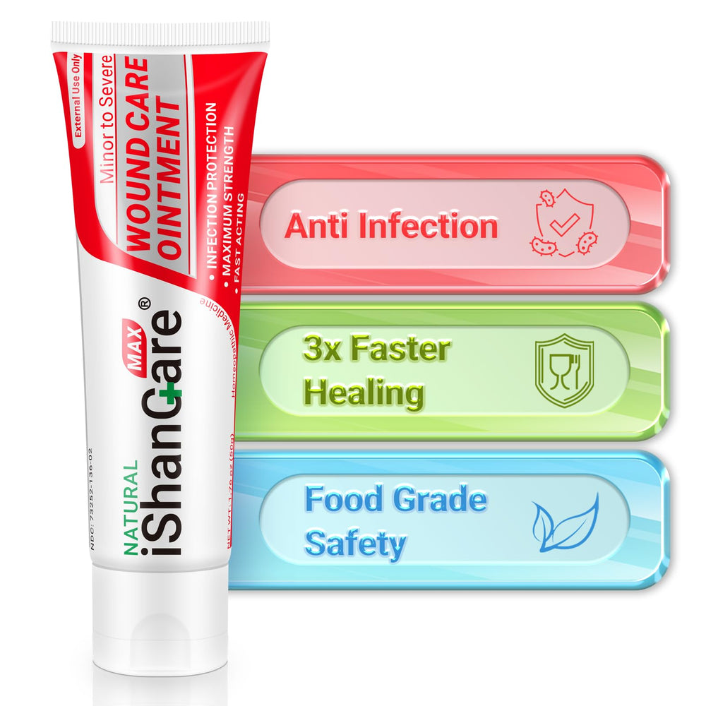 iShanCare Advanced Wound Healing Ointment on skin for barrier protection and repair support.