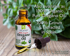 Island Nutrition oregano oil capsules liquid-filled image emphasizes easy swallowing