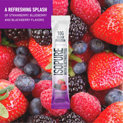 Isopure Clear Protein Stick Mixed Berry dissolves smoothly in water for quick hydration