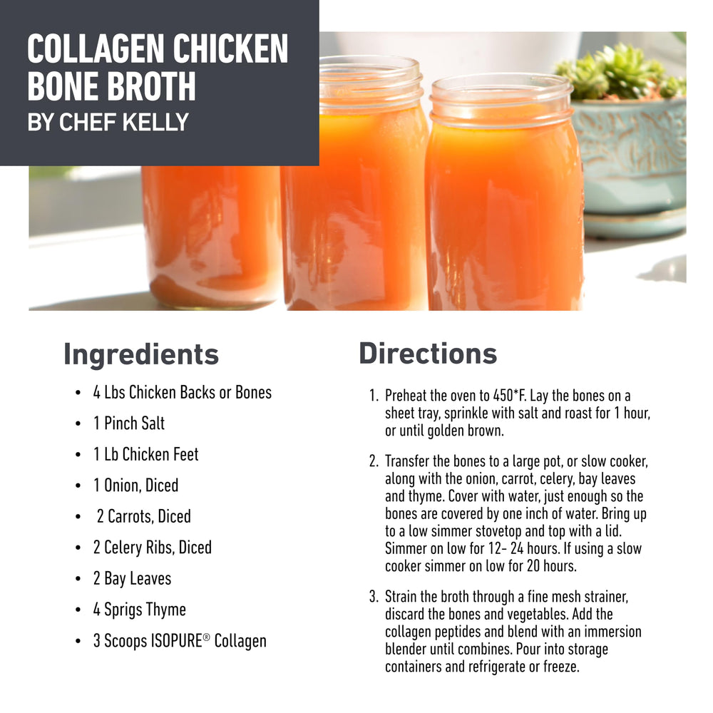 Isopure Collagen Peptides 28 servings label, easy to plan your routine.