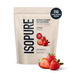 Isopure Low Carb Strawberry powder scoop for quick protein boosts
