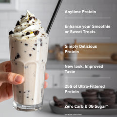 Isopure nutrition panel listing 20 vitamins and minerals.