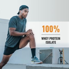 Isopure vanilla salted caramel nutrition facts panel close-up.