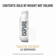 Isopure ingredients panel shows ultra-filtered whey isolate and electrolytes