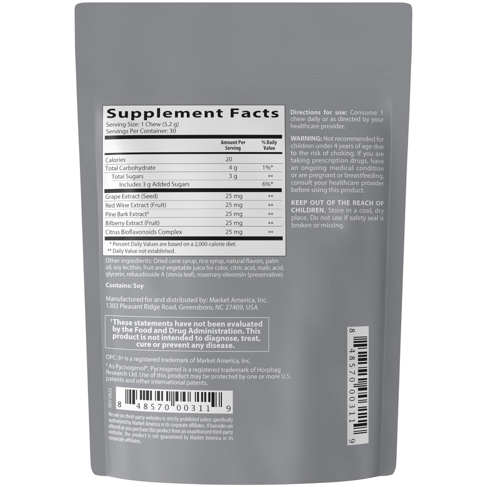 Isotonix OPC-3 chews close-up highlights chewy texture for easy daily intake