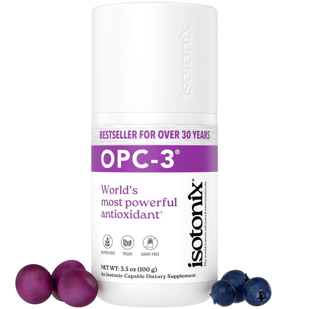 Isotonix OPC-3 bottle with pour indicating easy daily intake for antioxidant support