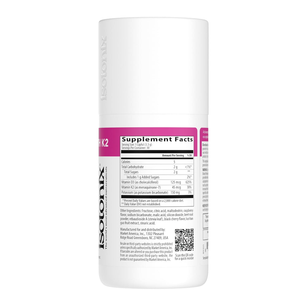 Isotonix Vitamin D with K2 powder-spoon ready to mix for efficient isotonic delivery.