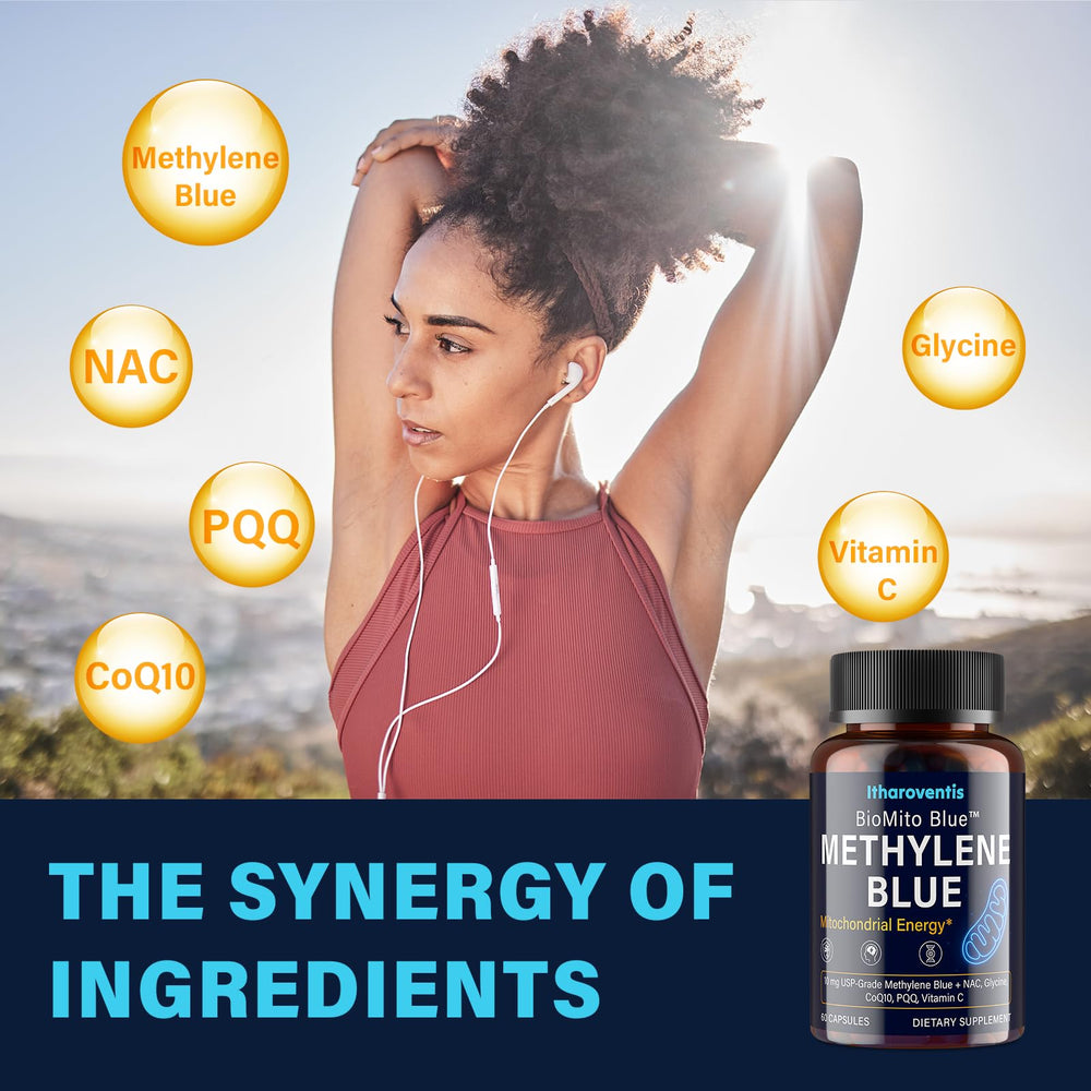 Itharoventis bottle with CoQ10 and PQQ ingredients closeup.