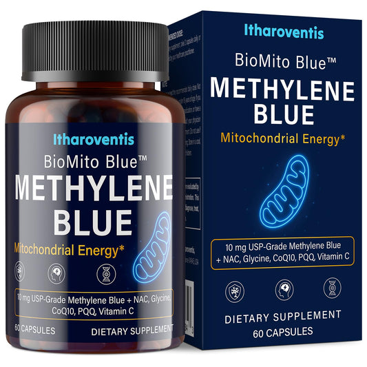 Itharoventis Methylene Blue Capsules bottle front view with clean labeling for daily use.