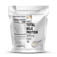 Its Just! Total Milk Protein Concentrate bottle pours, ideal base for customizable shakes.