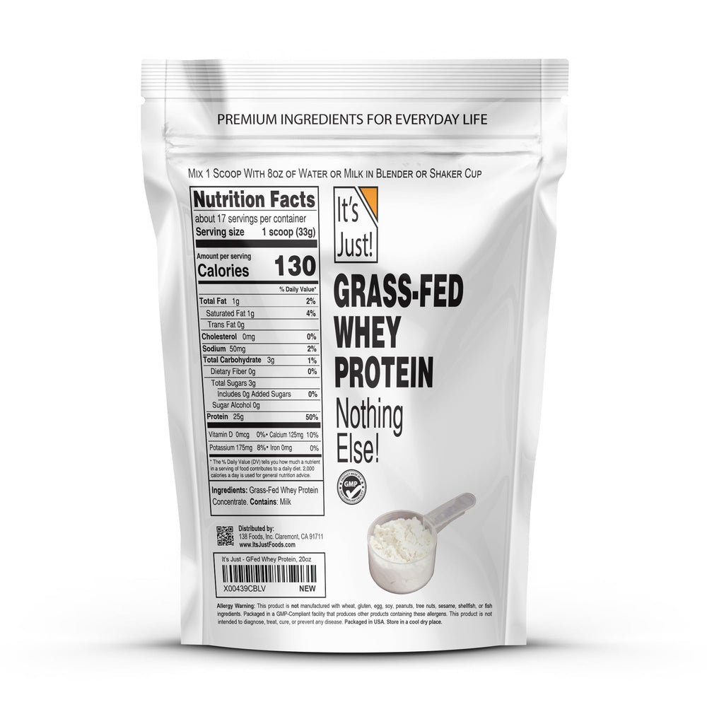 It's Just! whey concentrate scoop pour shows easy blending in smoothies