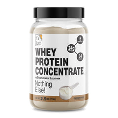 It's Just! whey protein concentrate bottle offers a convenient protein boost for active days.