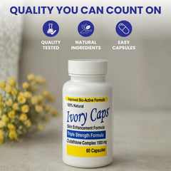 Three-bottle Ivory Caps Glutathione Complex pack shot for multi-month supply.