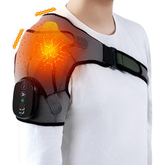 IvyWorkshop cordless shoulder heating pad in use for portable relief.