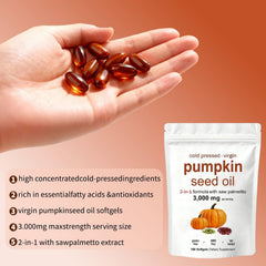 Close-up of J-PRQ softgels with saw palmetto for potential prostate support.