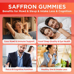 Jabsah Saffron Gummies dispensing two daily for mood and focus support.