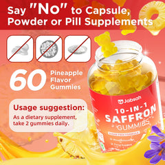 Jabsah Saffron Gummies jar full reveals 120 count packaging.